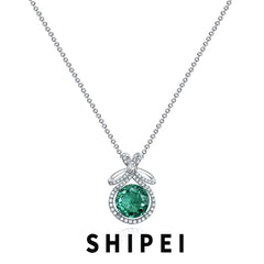 925 Silver 3CT Emerald Aquamarine Necklace Pendant