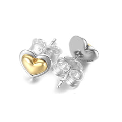 Golden Heart Stud Earrings Christmas Gift Women's Accessories
