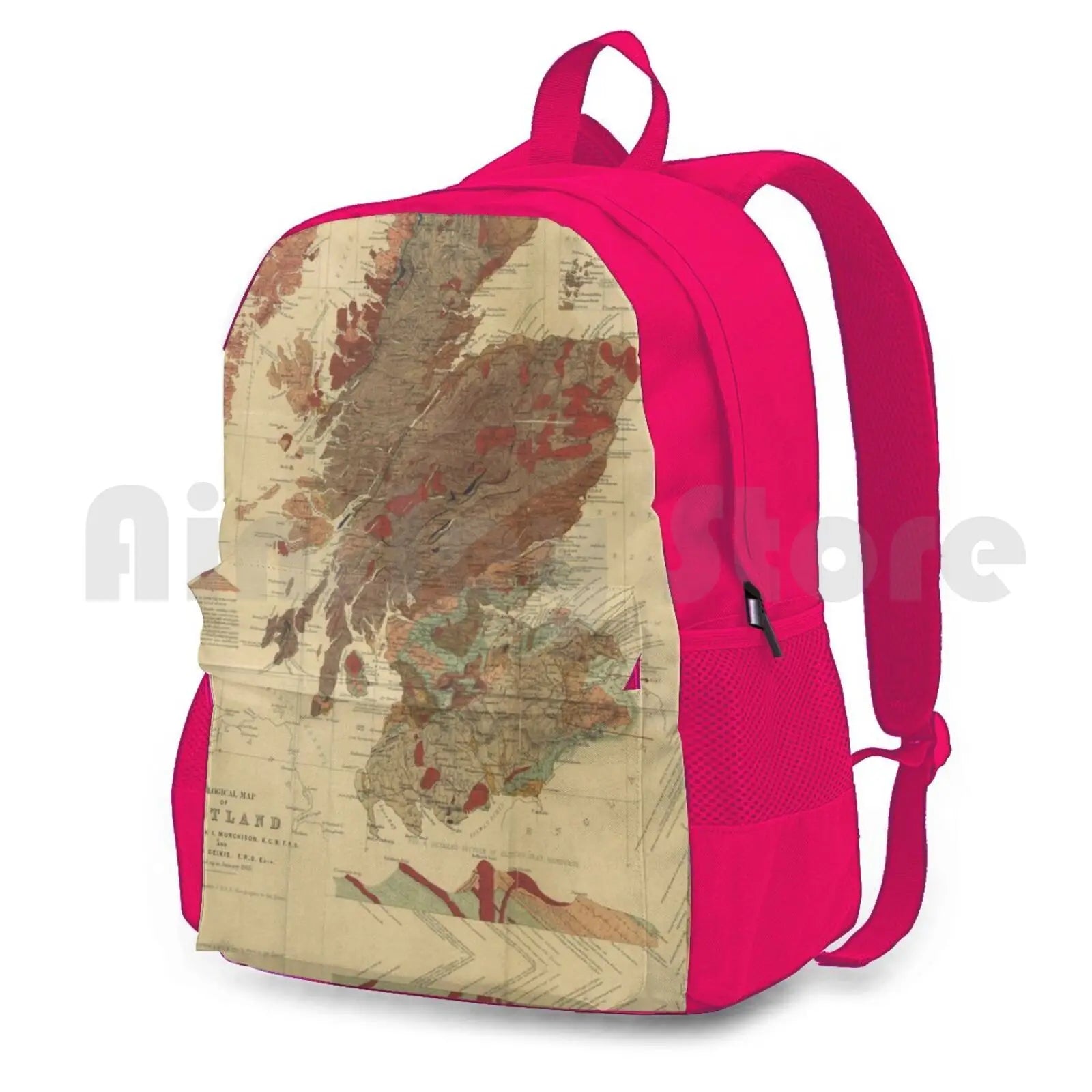 Vintage Scotland Geological Map Backpack Waterproof Camping Travel