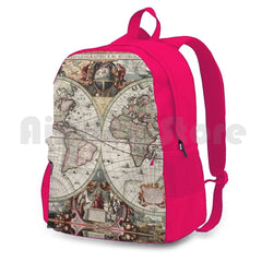 Vintage World Map Backpack Waterproof Camping Travel