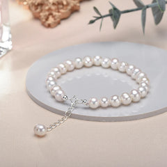 6-7mm Freshwater Pearl Bracelet Charms, Sterling Silver Bracelet for Women