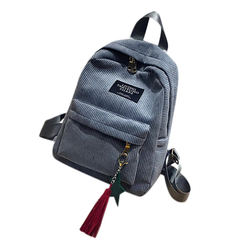 Mini Corduroy Campus Backpack for Women Work Bag
