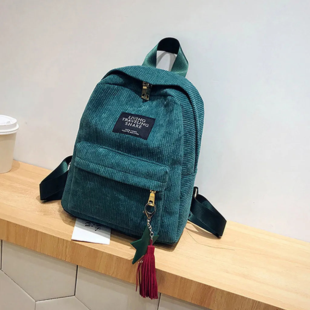 Mini Corduroy Campus Backpack for Women Work Bag