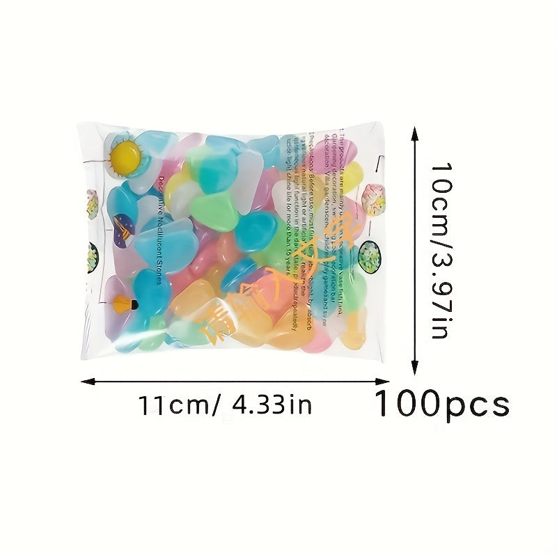 100pcs Glow in the Dark Pebbles for Magical Garden Landscaping