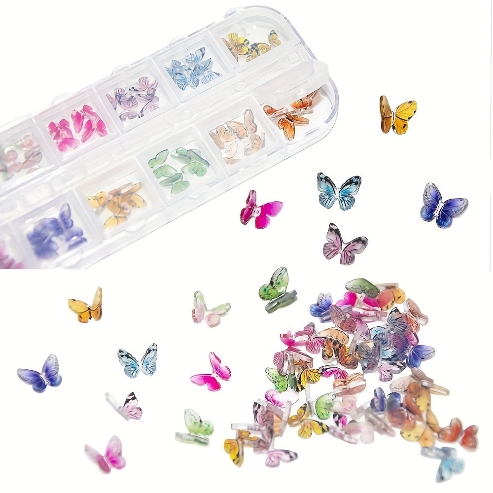 48pcs 3D Butterfly Nail Art Charms for Nails Decoration & Crafting