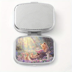 Enchanted Forest 2 Compartment Pill Organizer Metal Case Jewelry Holder