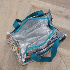 Large Capacity Floral Print Storage Bag with Insulation Zippered Pocket