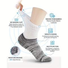 4 Pairs Bamboo Diabetic Ankle Socks Non Binding Top Women Men