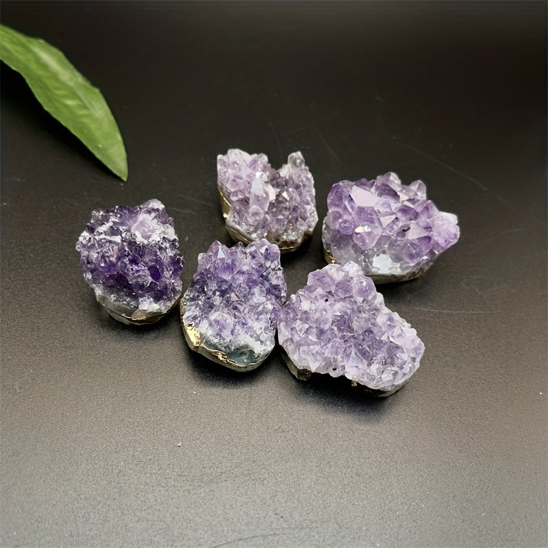 Golden Plated Amethyst Cluster Natural Mineral Specimen