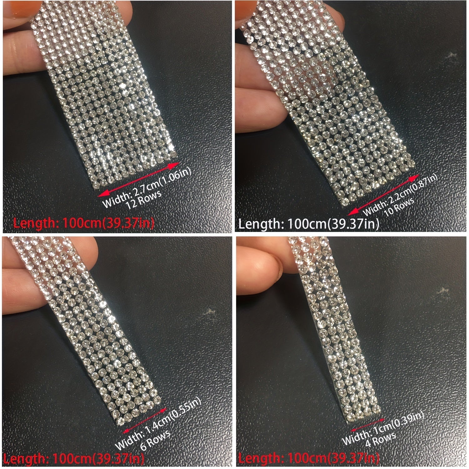 Self Adhesive Rhinestones Ribbon Roll 2mm Gemstones DIY Craft Wedding Party