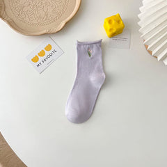 Soft Cotton Ankle Socks Floral Pattern Women's Stocking