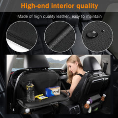 2pcs PU Leather Car Seat Organizer with Foldable Table Tray