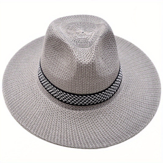 Men's Summer Straw Sun Hat Middle-aged Fisherman Breathable Sunscreen Hat