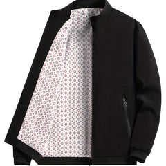 Men's Casual Zipper Pockets Stand Collar Jacket Coat