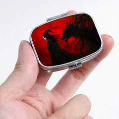 Creative Witch Print Square Medicine Box - Two Compartment Pill Box