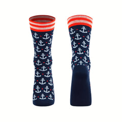 3 Pairs Anchor Pattern Business Long Tube Socks