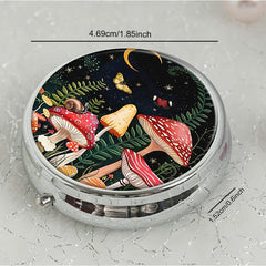 Mushroom Pill Box 3 Compartment Mini Travel Organizer Case
