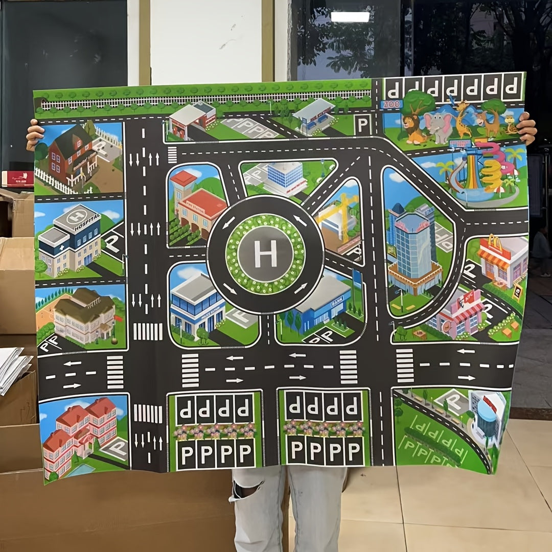 City Traffic Parking Lot Urban Theme Game Mat with Scene Map
