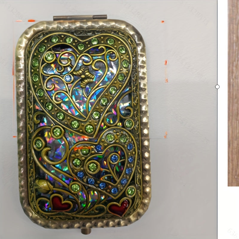 Antique Compact Cosmetic Mirror Metal Portable Foldable Princess Mirror