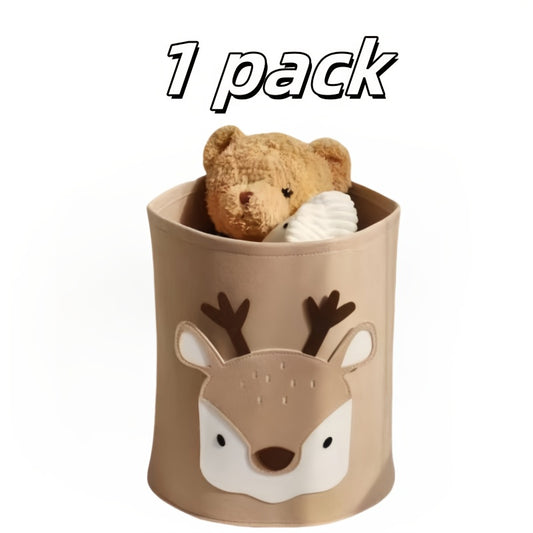 Plush Dino & Deer Storage Basket Collapsible Organizer for Toys Clothes Shoe
