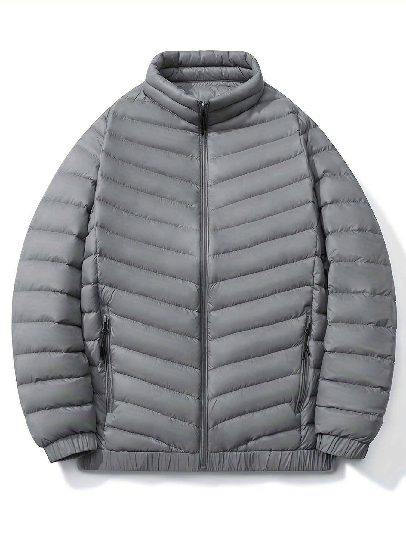 Men's Lightweight Puffer Jacket Solid Standup Collar Coat