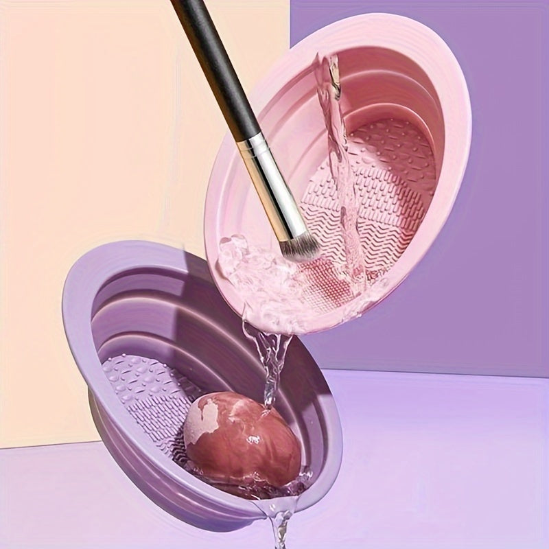 Foldable Silicone Washing Brush with Cleaning Pad - Travel-Friendly Gift