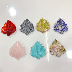 Crystal Leaf 1.97inch Plant Handicraft Healing Stones Mix Colorful Carvings