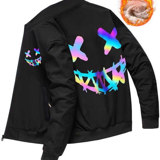 Men's Smile Face Graphic Sherpa Fleece Jacket