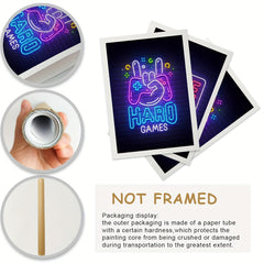 3pcs Abstract Game Controller & English Letter Canvas Prints