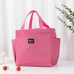 Large Capacity Dual Side Pocket Insulated Tote in Pink Gray Navy