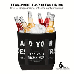 Large Capacity Insulated Lunch Bag, Zipper Polyester Square Lunch Tote