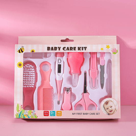 10pcs Baby Care Kit Thermometer Nasal Inhaler Safety Nail Clippers Comb Brush