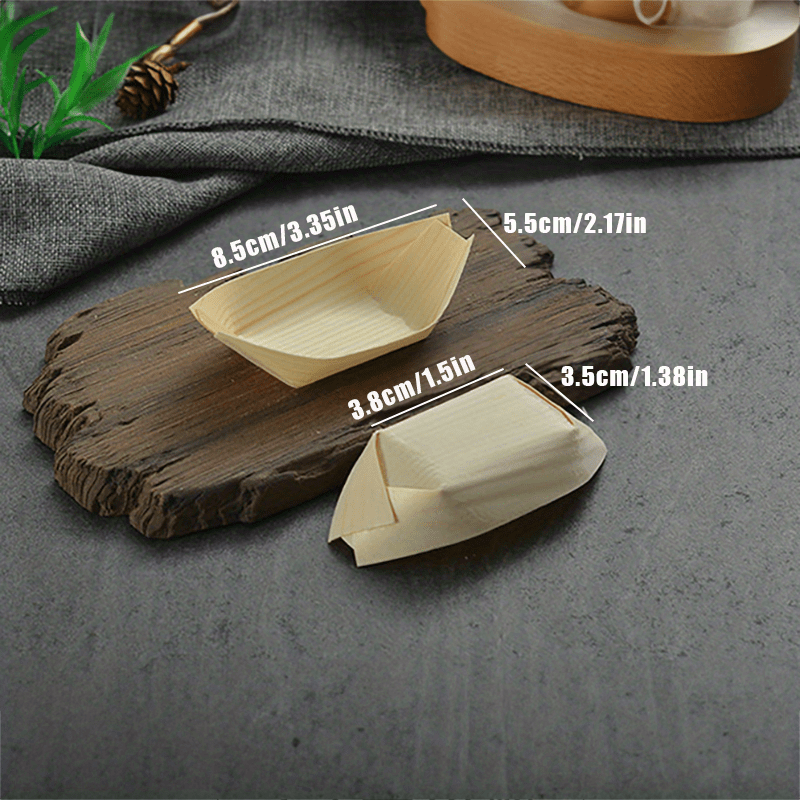 50pcs Wooden Sushi Serving Tray Boat Disposable Japanese Sashimi Plate