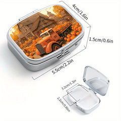Pumpkin Pattern Printed Medicine Box Two Compartment Pill Box
