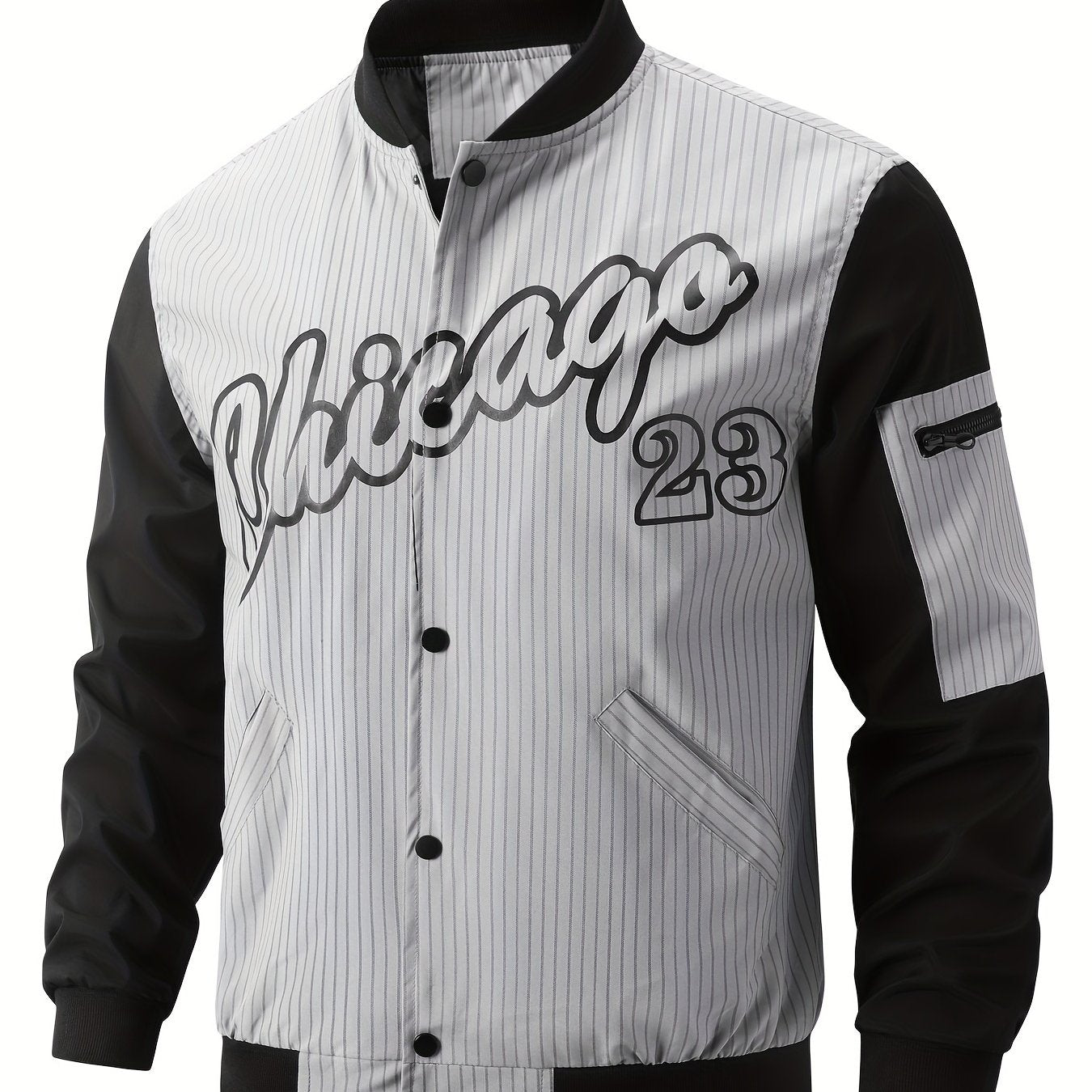 Preppy Style Block Letter Print Jacket Men's Baseball Collar Coat