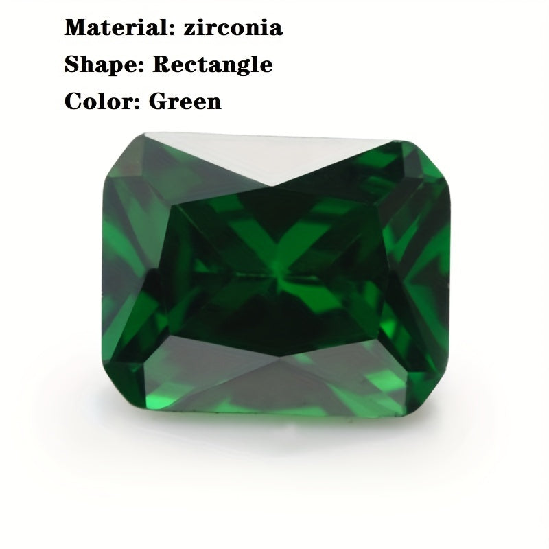 Rectangle Cut Green Zirconia CZ Loose Gemstone