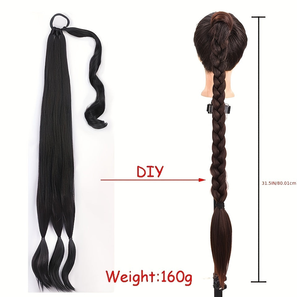 DIY Braided Ponytail Extensions Elastic Lace Wraparound Hair Piece