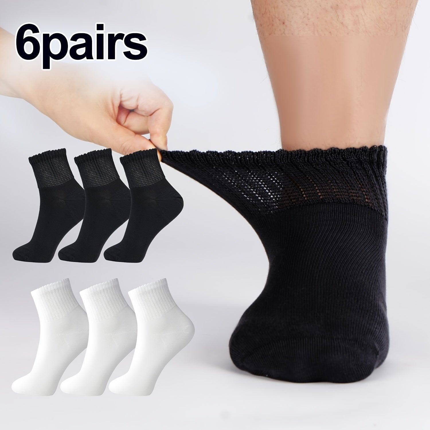 6 Pairs Diabetic Ankle Socks Viscose Blend Soft & Comfortable