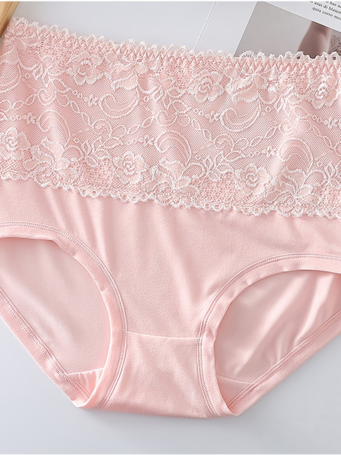 4 Pack Plus Size Floral Print Lace Panties Women's Plus High Waist