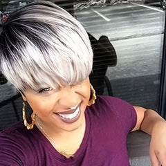 Short Pixie Cut Wig With Bangs Natural Straight Hair Synthetic Wigs For Women