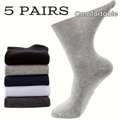 5 Pairs Comfort Stretch Diabetic Crew Socks for Men & Women
