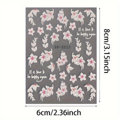 5D Embossed Camellia Nail Art Stickers - Spring Summer Flower Decoration