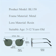 Vintage Metal Polygon Sunglasses for Children
