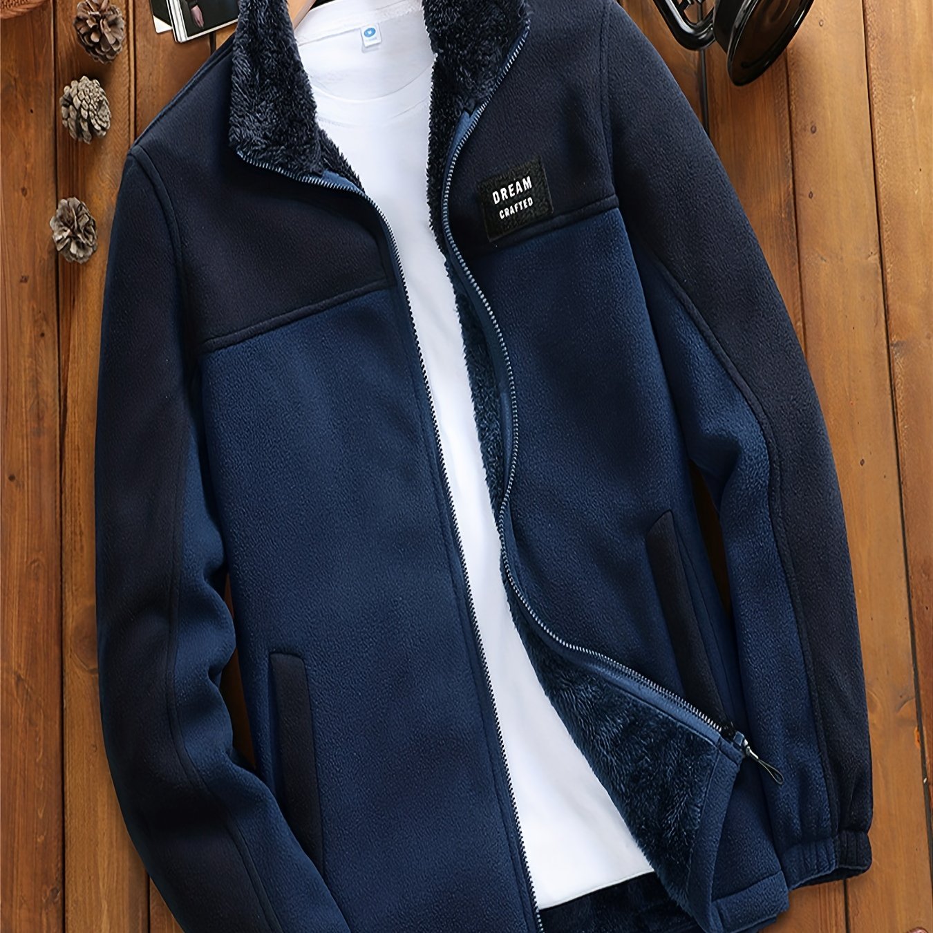 Men's Polar Fleece Jacket Stand Collar Stretch Coat