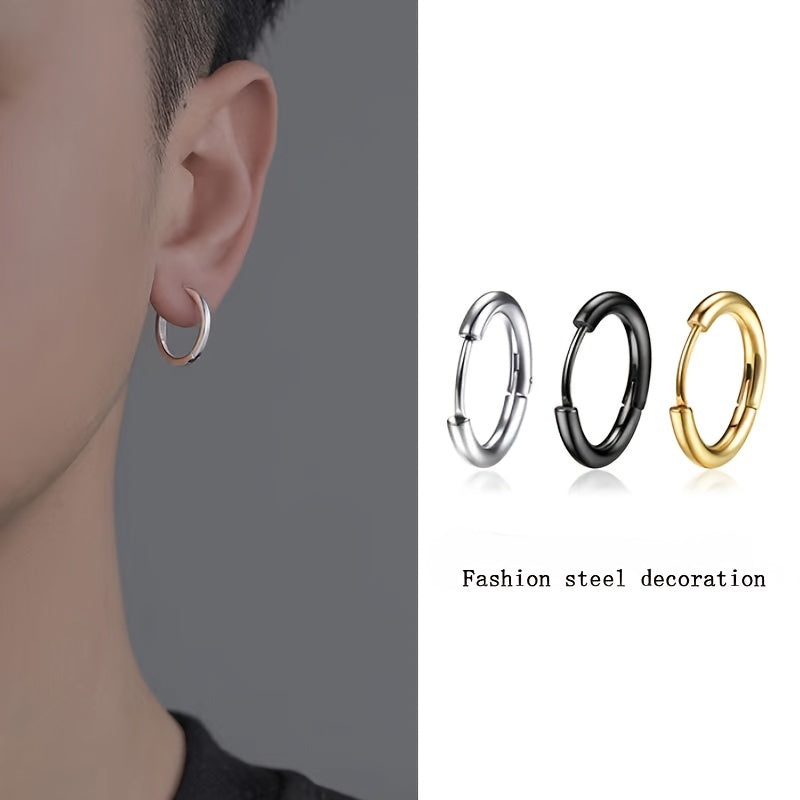 Titanium Steel Hoop Earrings Set for Men Women