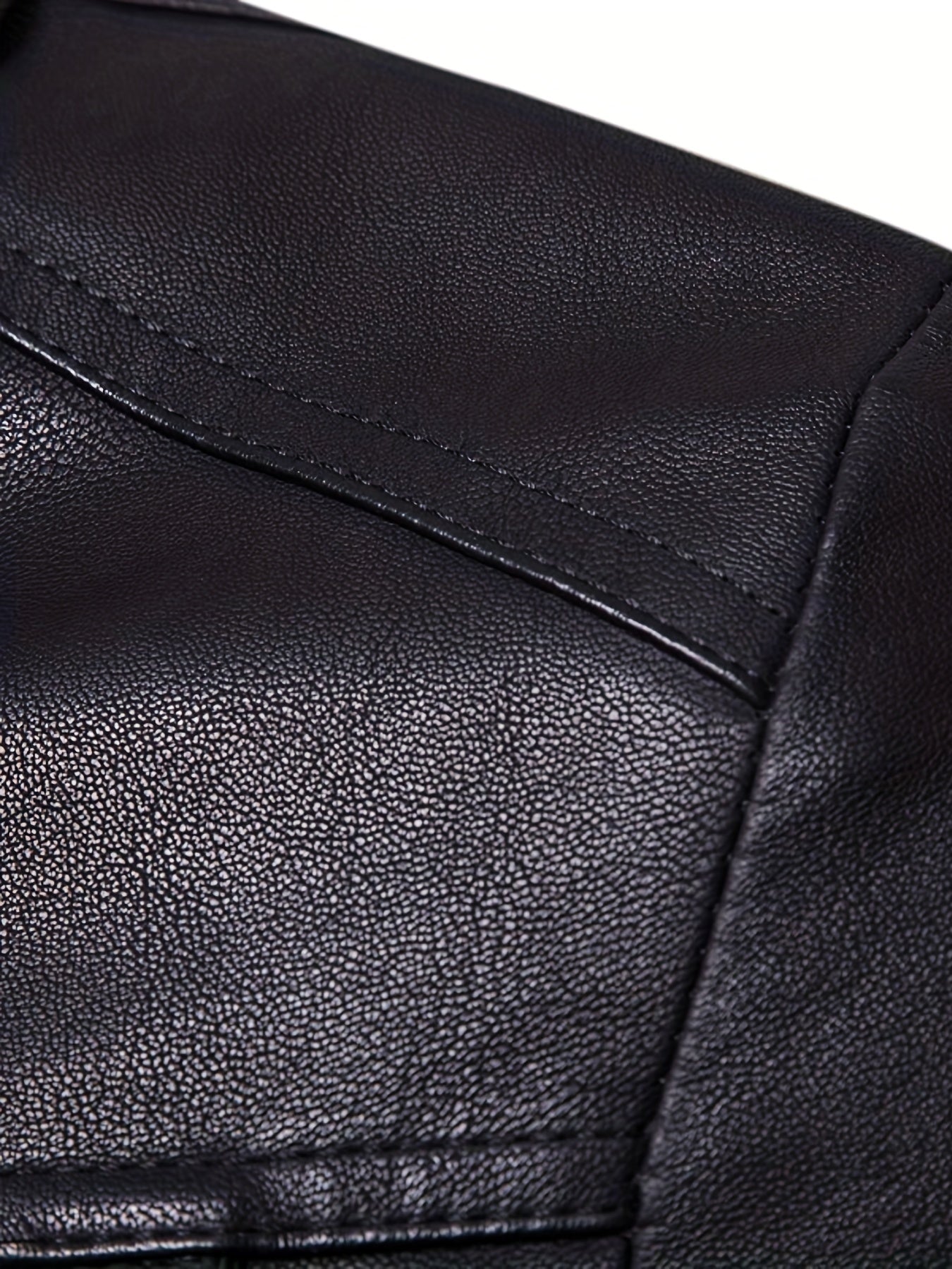 PU Biker Jacket Men's Zip Up Faux Leather Spring Fall