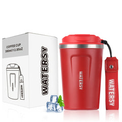 WATERSY 380ml Stainless Steel Coffee Mug with Lid and Strap