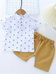 Baby Boys Anchor Print Short Sleeve Polo Shirt & Shorts Set
