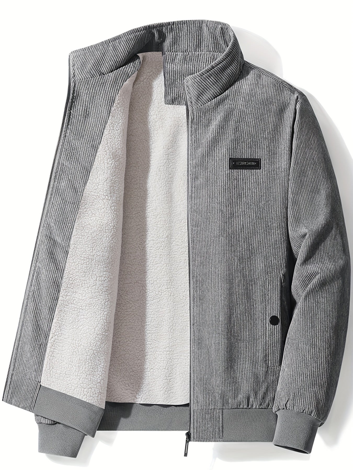 Men's Corduroy Cotton Jacket with Zip Up Collar