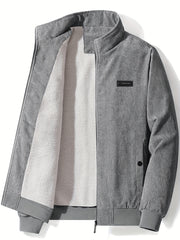 Men's Corduroy Cotton Jacket with Zip Up Collar